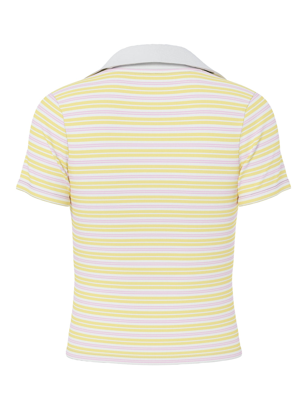 Pieces - Pcjayjay Ss V-Neck Polo Top Fsy - 4961818 Pale Banana Pink Tulle/White Skjorter