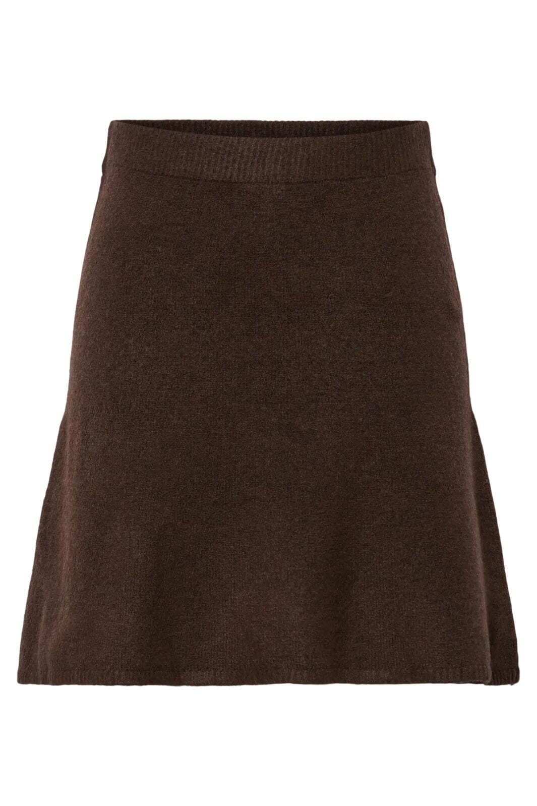 Pieces - Pcjunna Short Knit Skirt - 4819439 Hot Fudge Melange Nederdele