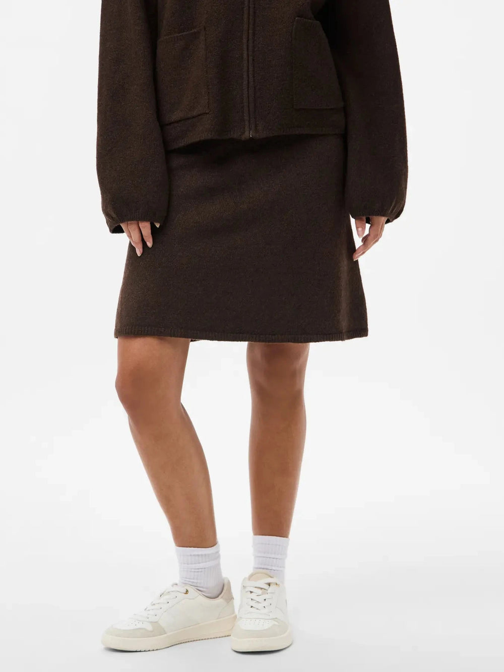 Pieces - Pcjunna Short Knit Skirt - 4819439 Hot Fudge Melange Nederdele