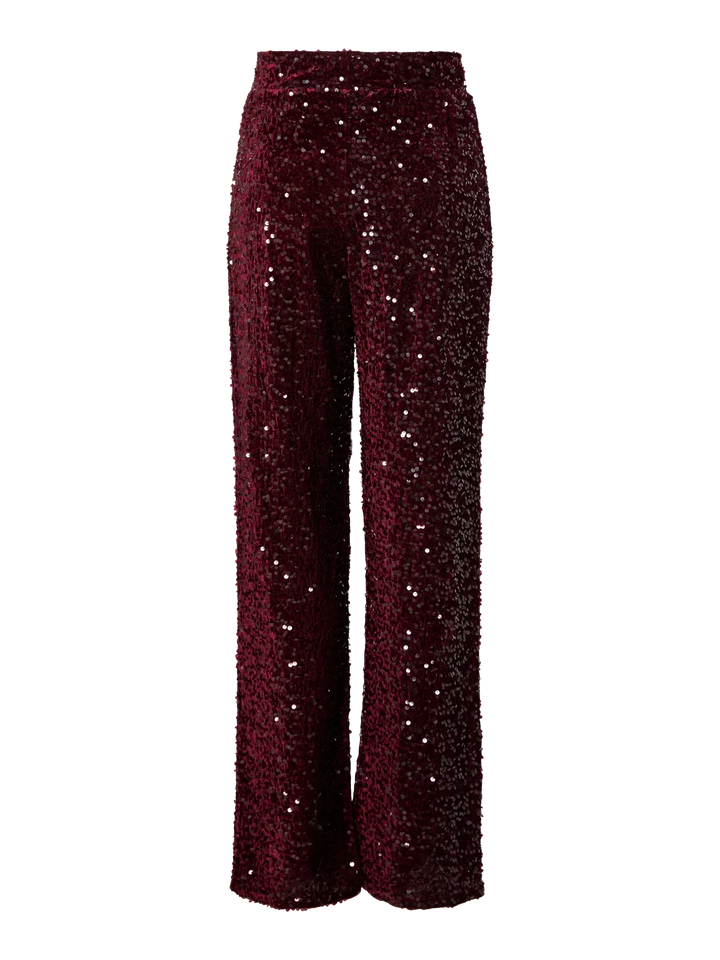Pieces - Pckam Wide Pant - 4859162 Tawny Port Tawney Port Sequins Bukser
