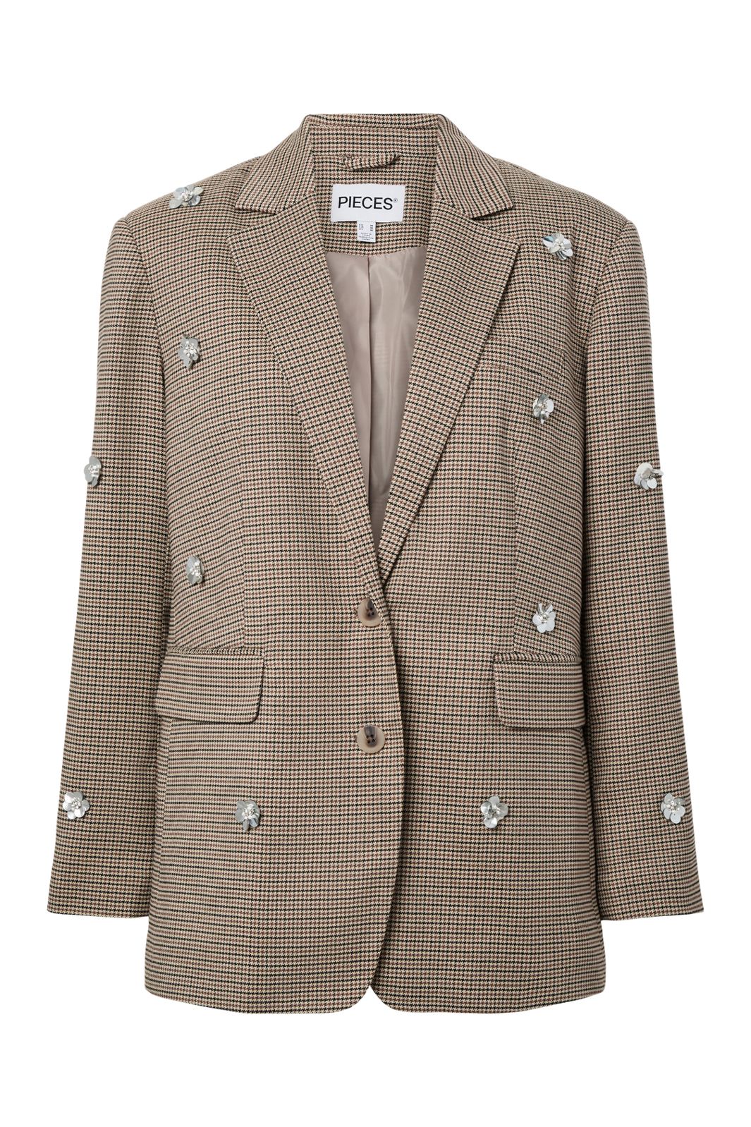Pieces - Pckamil Check Sequin Blazer - 5062888 Hot Fudge Checks