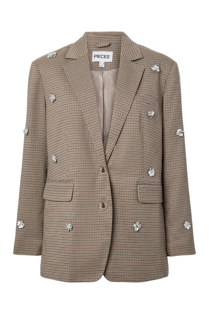 Pieces - Pckamil Check Sequin Blazer - 5062888 Hot Fudge Checks