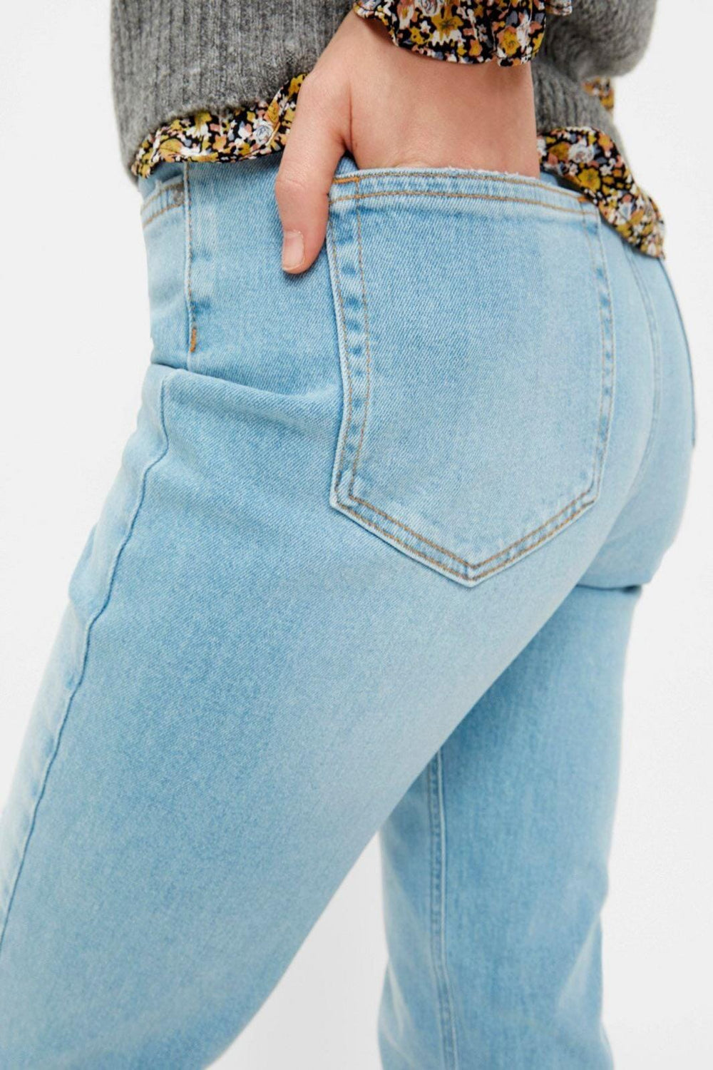 Pieces - PcLeah Mom HW Ankel - Light Blue Denim Jeans