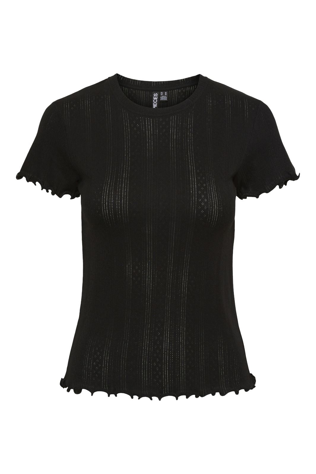Pieces - Pcmarie Ss O-Neck Pointelle Top Pwp Mm - 4582076 Black