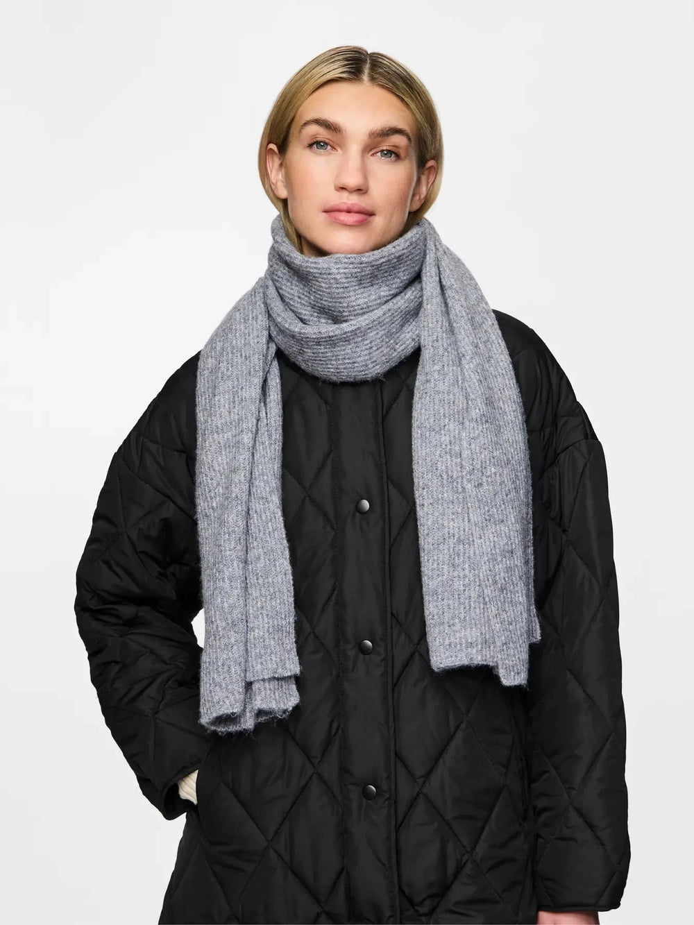 Pieces - Pcmoella Scarf - 4547299 Whitecap Gray Melange Tørklæder