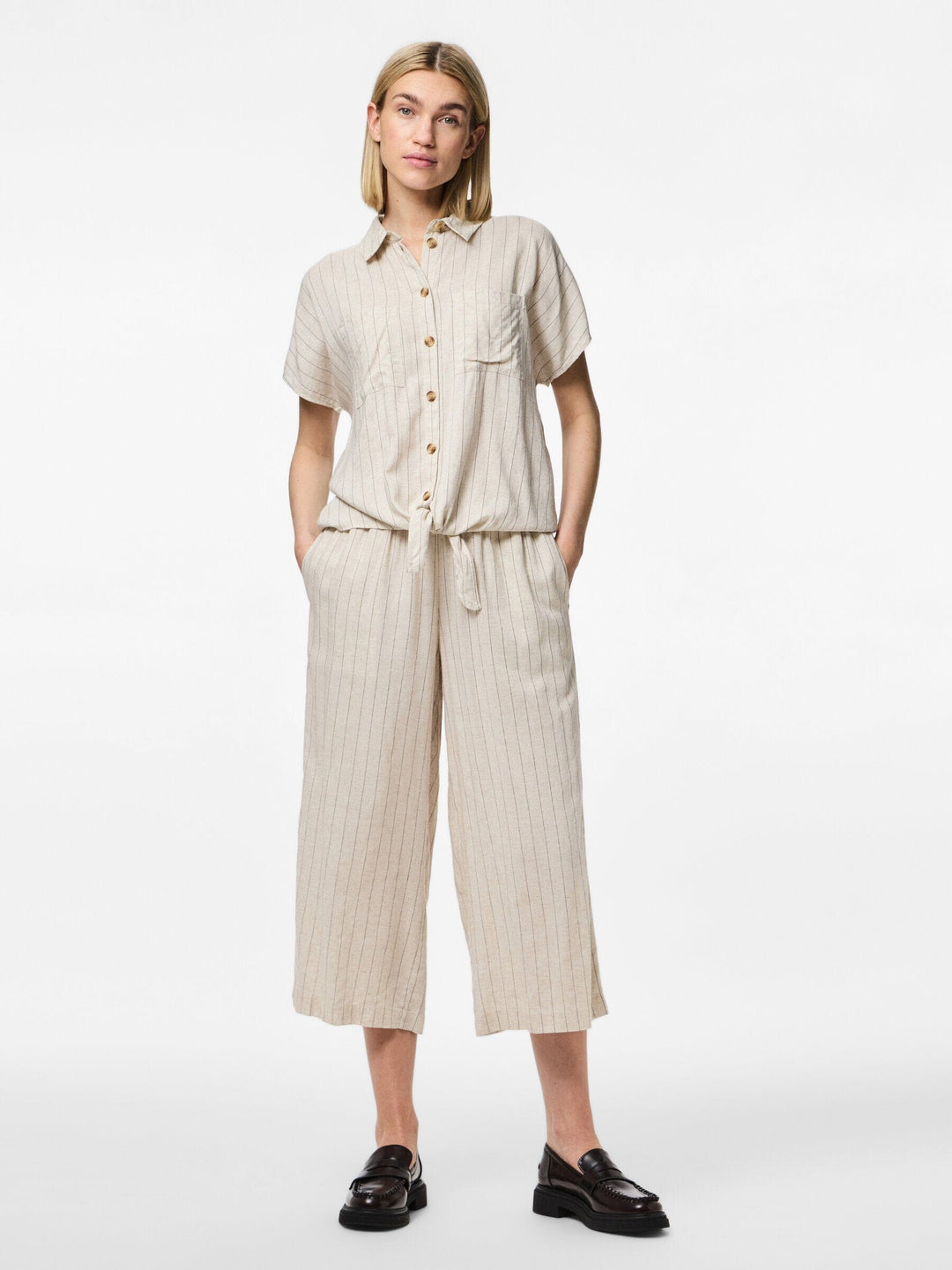 Pieces - Pcpia Wide Culotte - 4808026 Birch Black Bukser