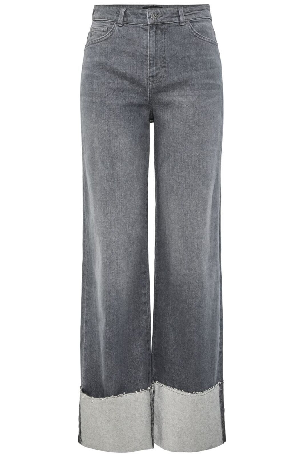 Pieces - Pcpil Straight Fold Up Jeans - 4653846 Grey Denim Jeans