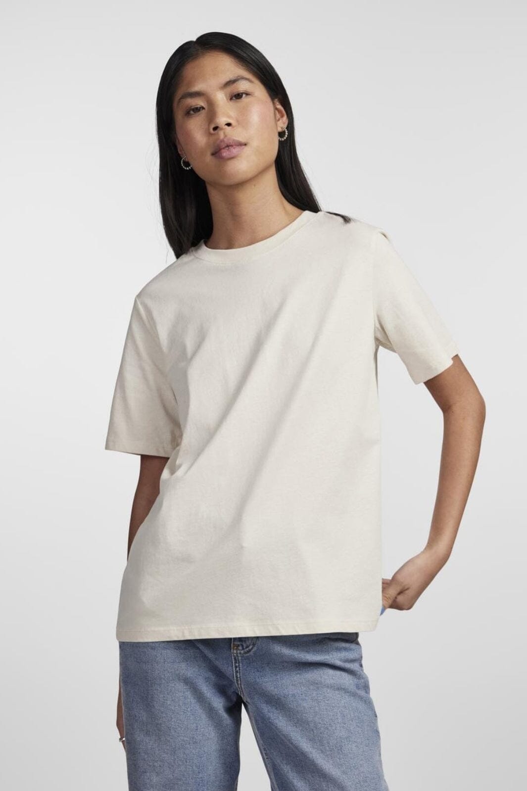 Pieces - Pcria Ss Solid Tee - 4280168 Birch T-shirts 