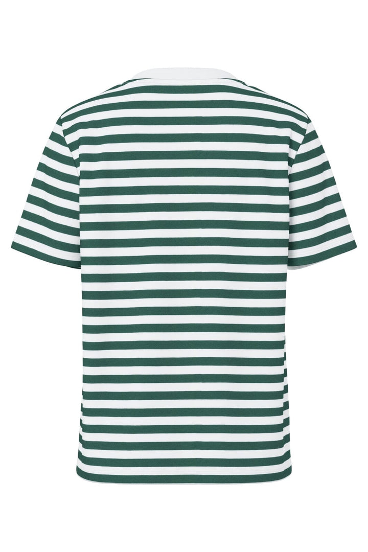 Pieces - Pcria Ss Tee Stripes - 4866553 Trekking Green Bright White