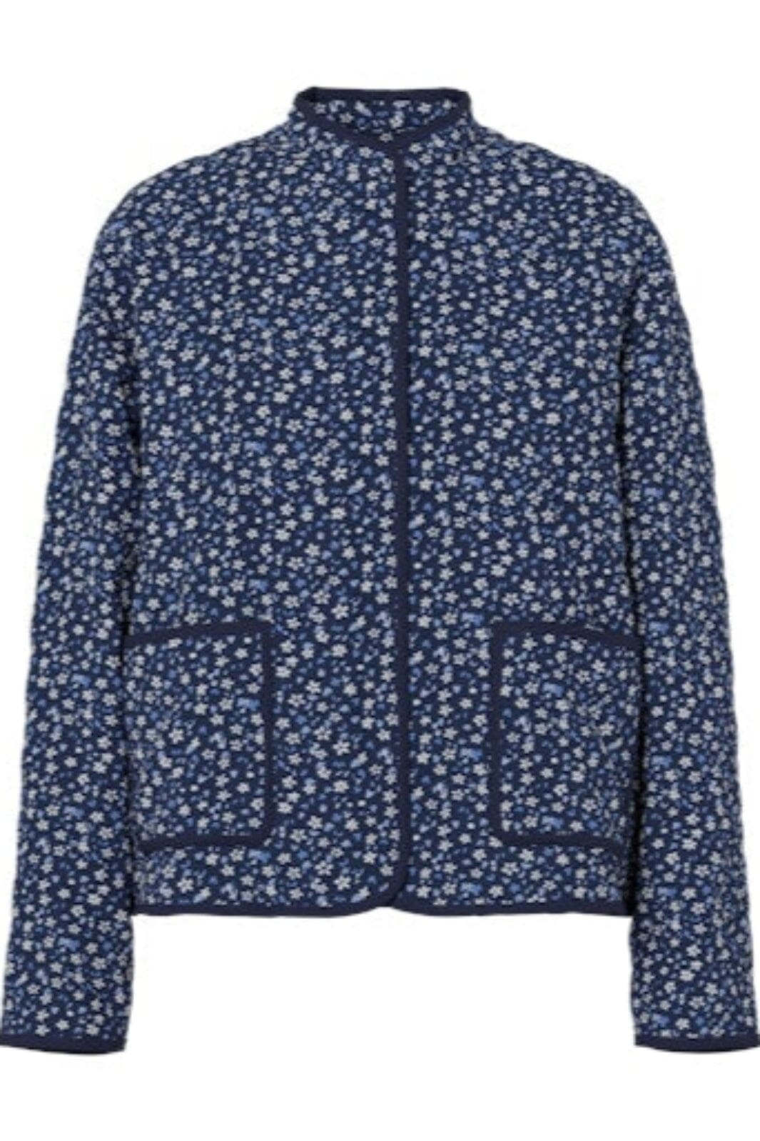 Pieces - Pcrikke Quilted Jacket - 4994187 Navy Blue Flower Jakker