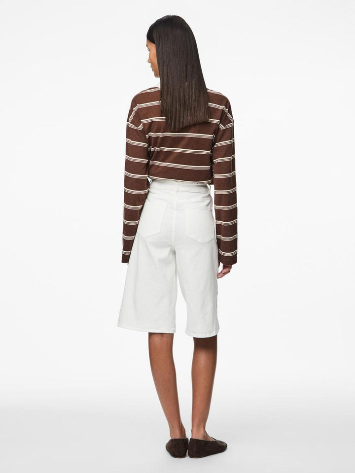 Pieces - Pcsalume Wide Denim Shorts - 4830261 Bright White