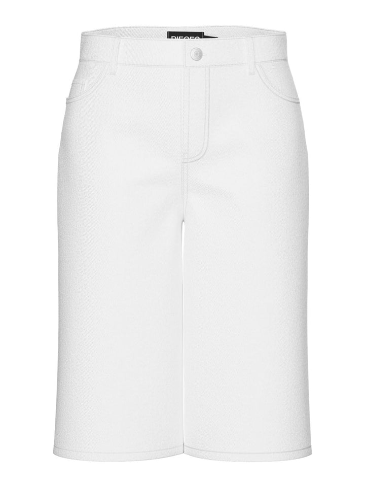 Pieces - Pcsalume Wide Denim Shorts - 4830261 Bright White