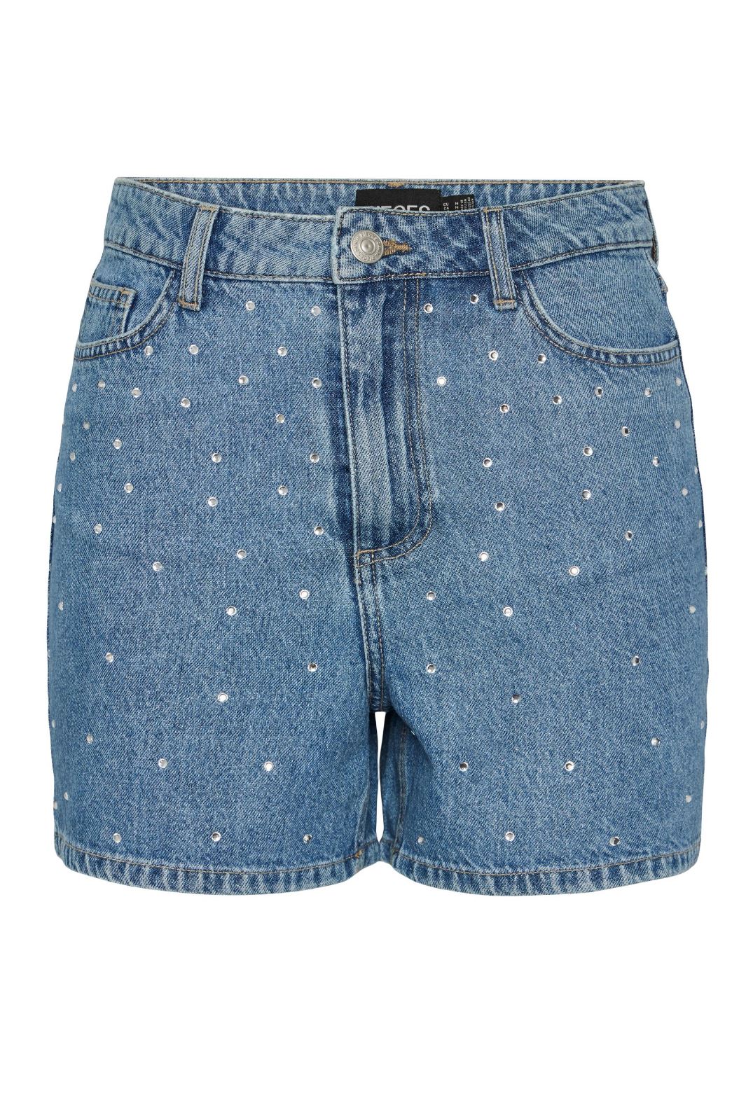 Pieces - Pcsky Rhinestone Shorts - 4456643 Medium Blue Denim Rhinestones Shorts 