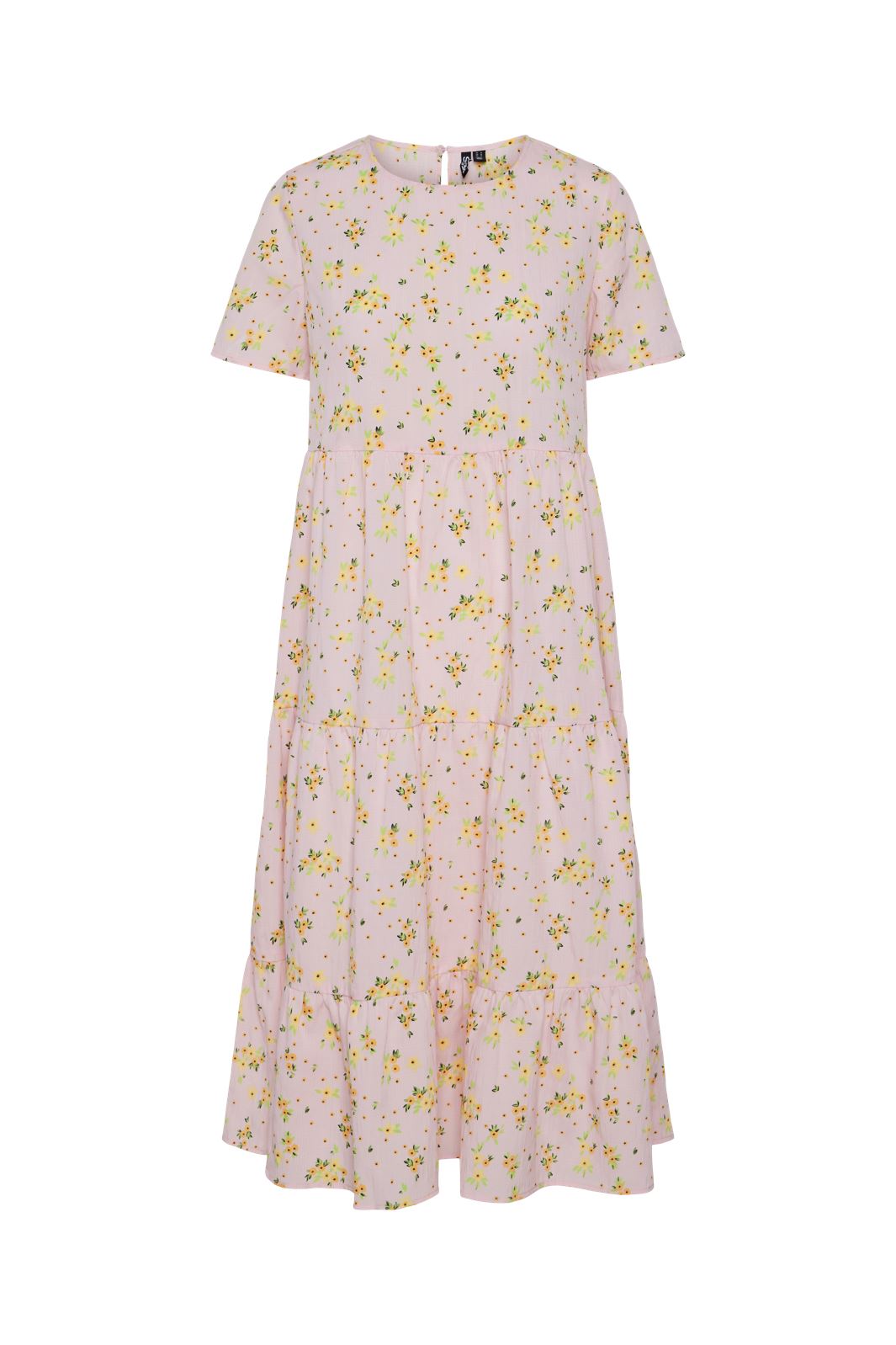 Pieces - Pcstella Ss O-Neck Midi Dress - 4625015 Fairy Tale Pale Banana Flower