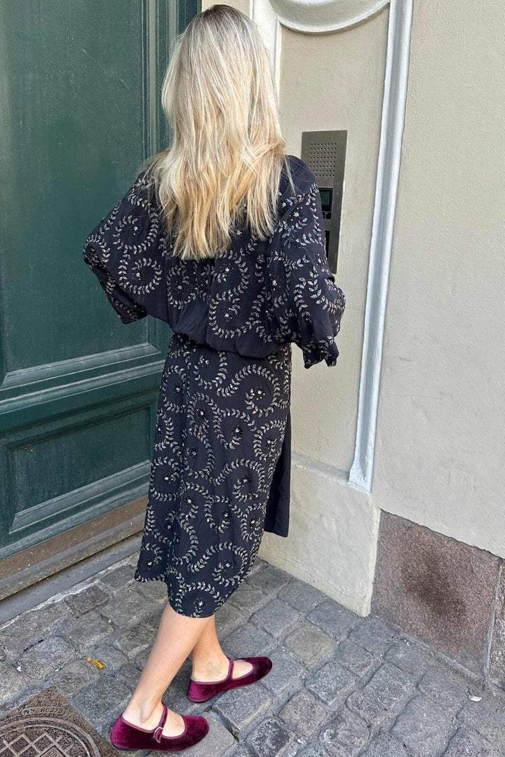 Sissel Edelbo - Juno SILK Dress SE 1717 - Sparkling Black