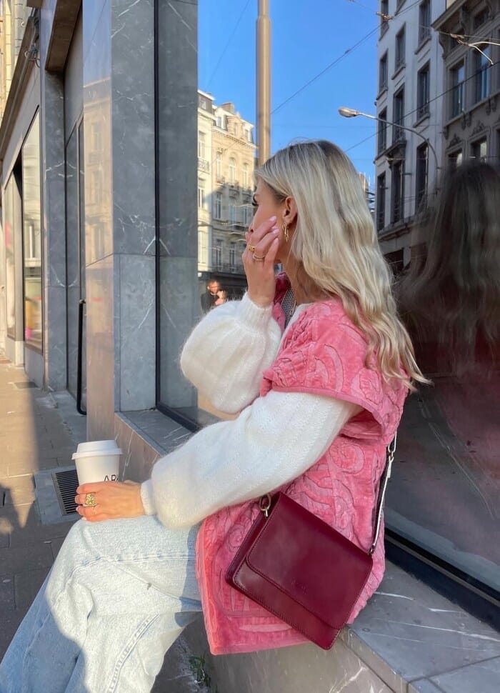 Sissel Edelbo - Vida Velvet Blanket Vest SE 719.4 - Pink Veste