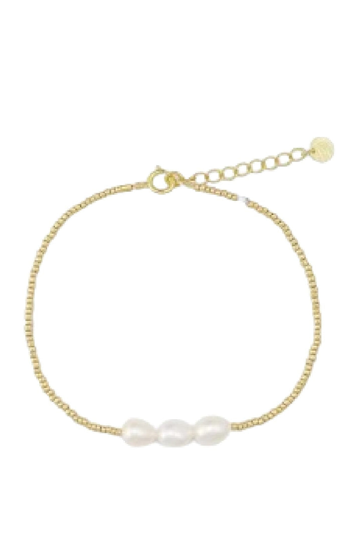 Sorelle Jewellery - 3-Pearls Bracelet - Forgyldt Armbånd 