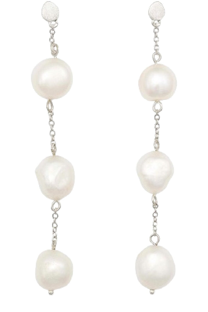 Sorelle Jewellery - 3-Pearls Earchain - Sterling Silver Øreringe 