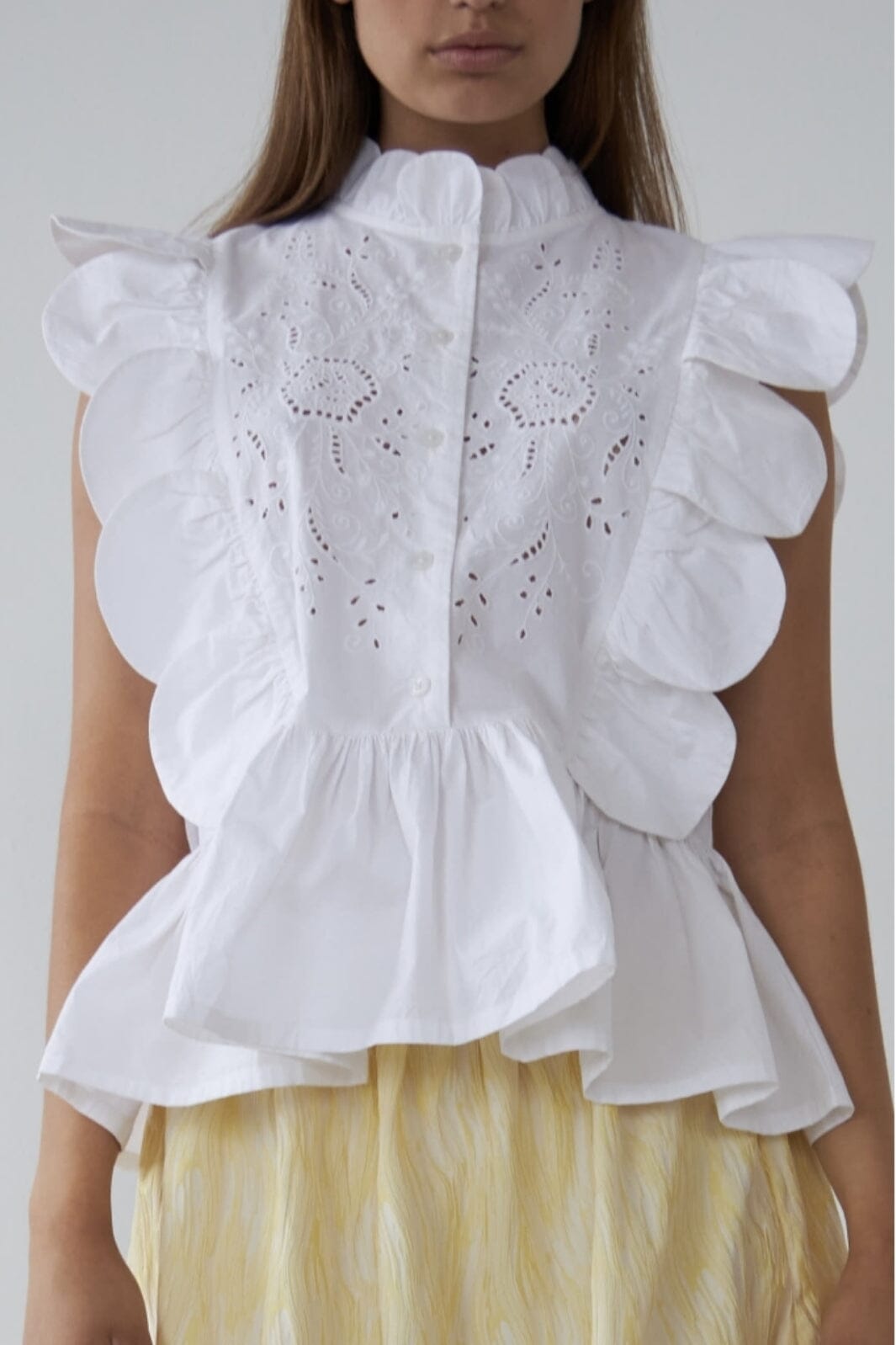 Stella Nova - Embroidery Anglaise Top - 001 White Toppe 