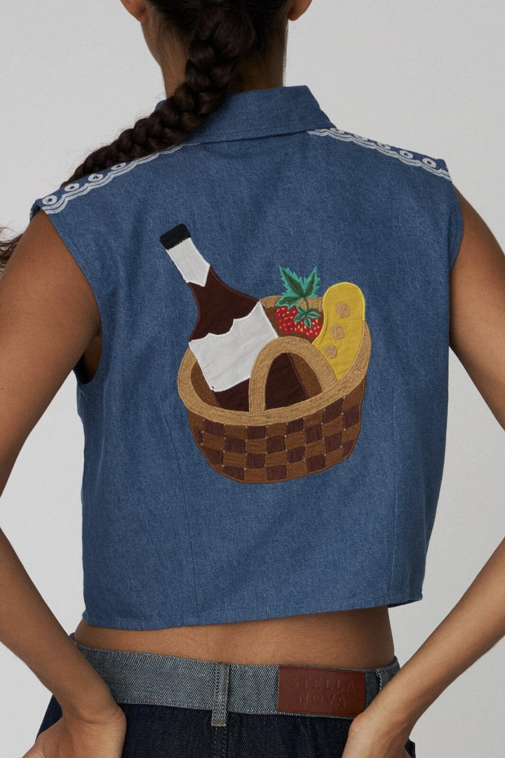 Stella Nova - Out Of Office Embroidered Topch52-1173 - 316 Summer Blue