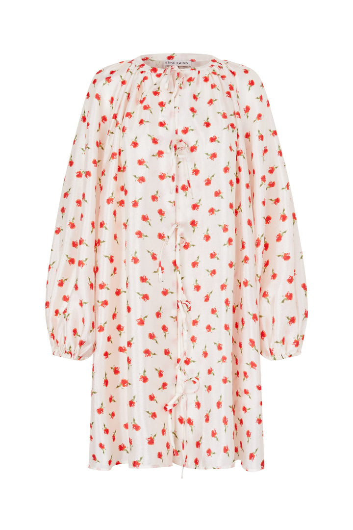 Stine Goya - 2067 Flat Textured Poly, Voluminous Bow Dresssg-ps26-d150-2067 - Ditzy Petunia Kjoler