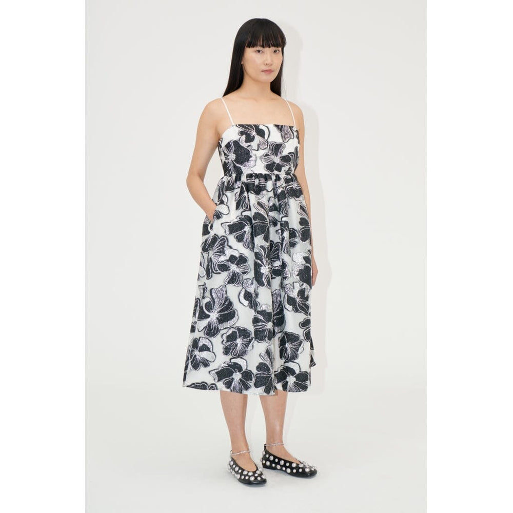 Stine Goya - Voluminous Gathered Midi Dress, 1608 Organza Jacquard - Anemone Jacquard Kjoler