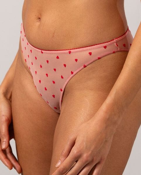 Understatement Underwear - Mesh Bikini Briefs - Pale Pink/Deep Red Underbukser 