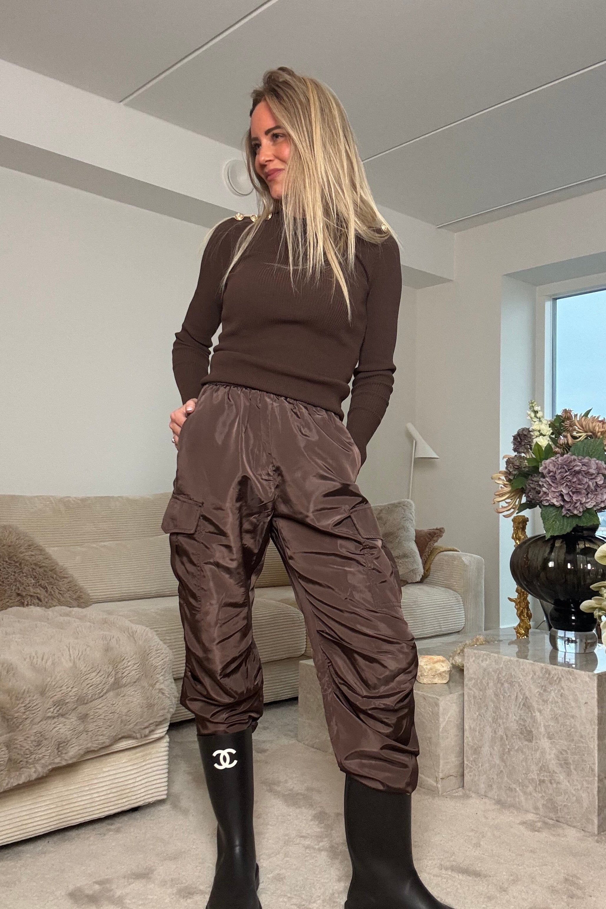 Valentin Studio - Comfy Pants Heavy Satin 167383 - 255 - Cold Army