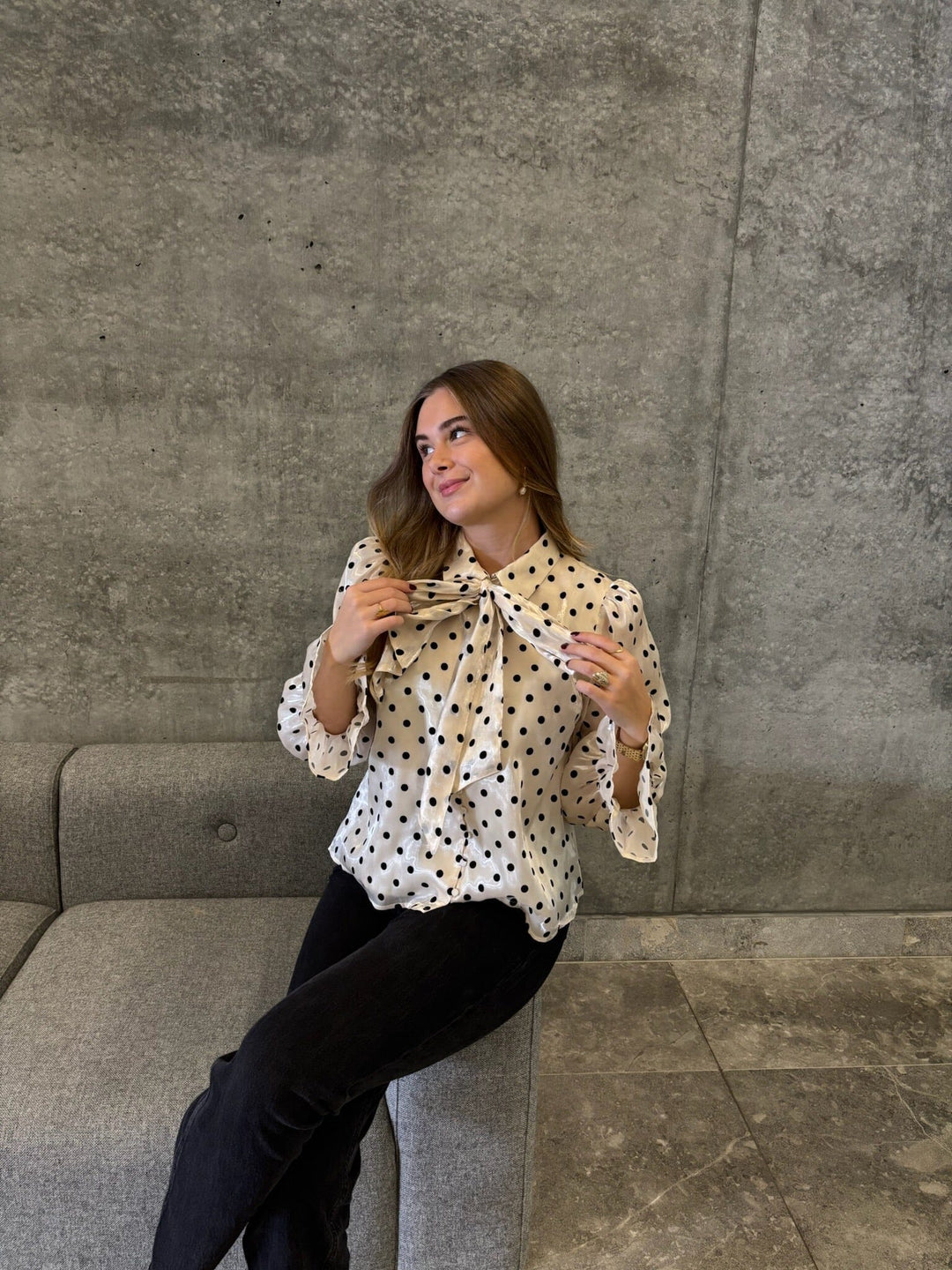 Y.A.S - Yasdottish Ls Shirt Pb - 4800758 Sandshell Dottish Aop Skjorter