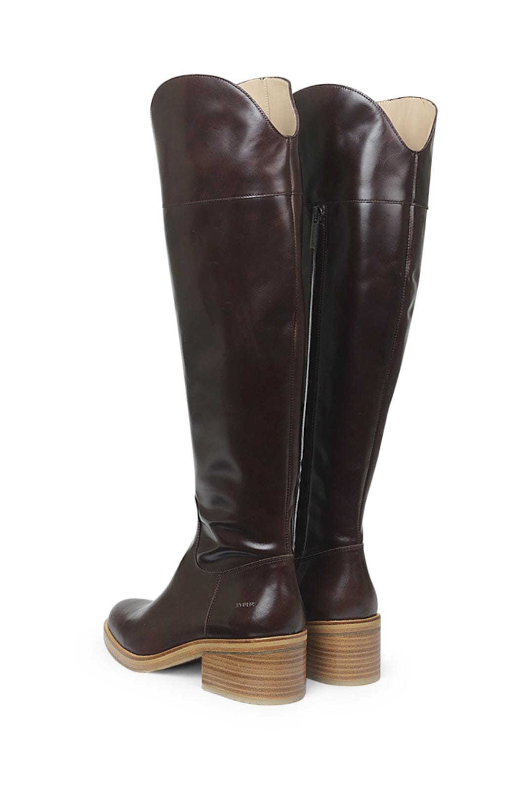 Angulus - High-leg boot with block heel and zipper - 1836 Dark Brown Støvler 