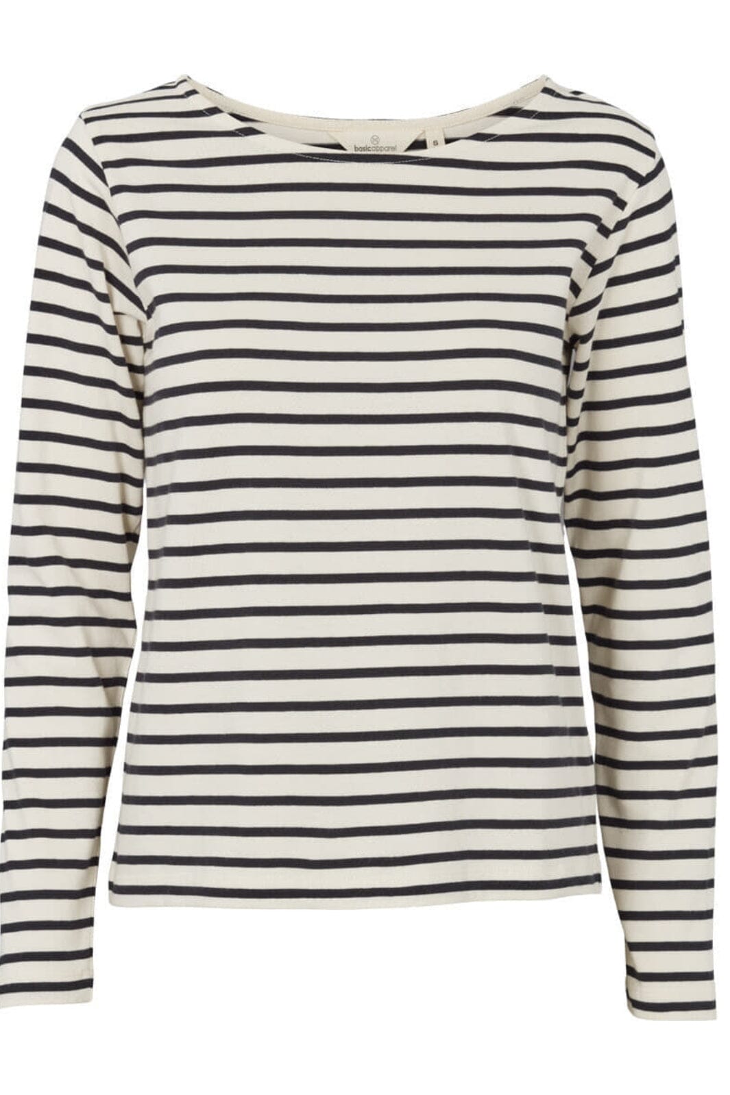 Basic Apparel - Breton Ls Tee - 482 Birch/Black Bluser