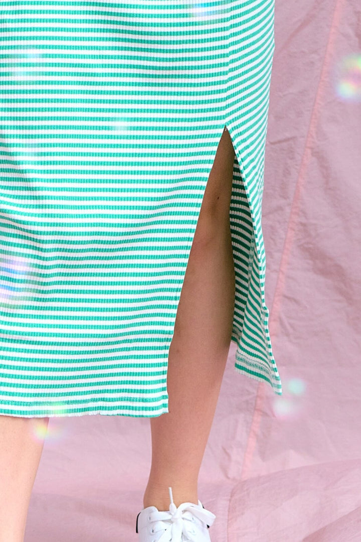 Forudbestilling - Noella - Luelle Midi Skirt - Green/white stripe (Februar) Nederdele 