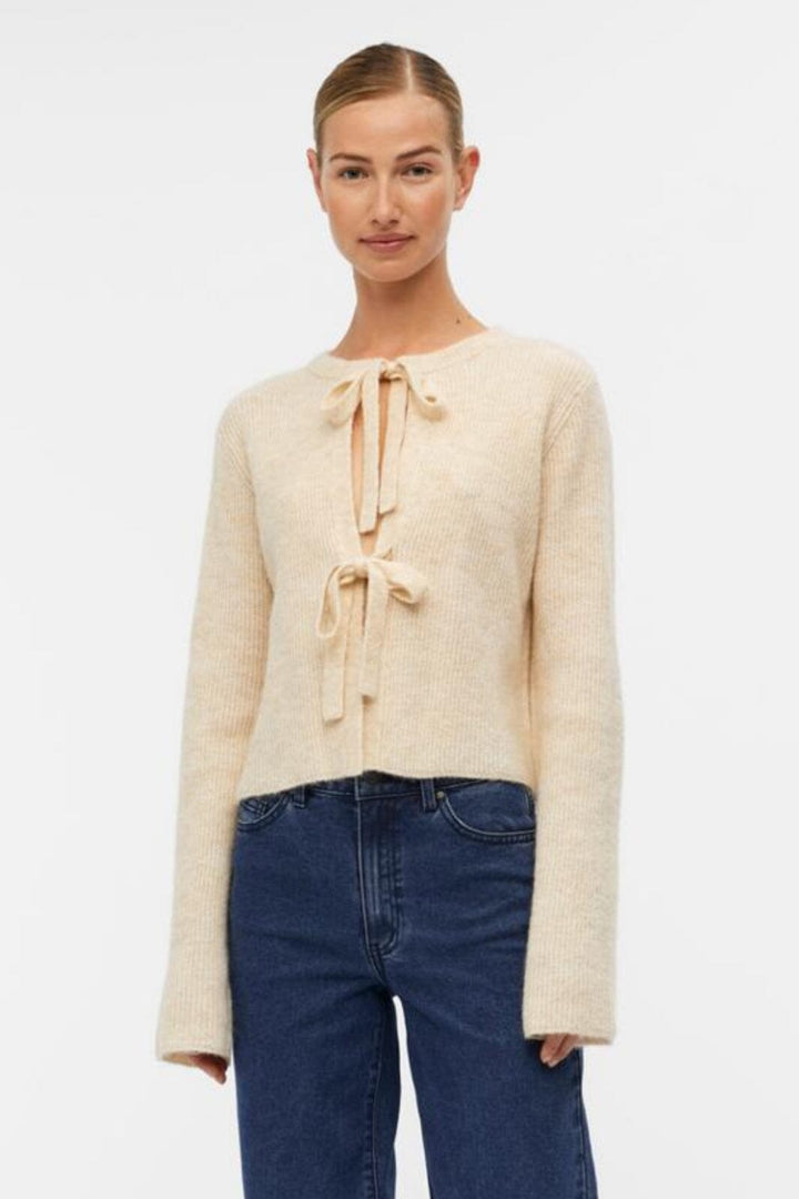 Forudbestilling - Object - Objparvi Knit Cardigan 130 - 4363590 Sandshell Melange Cardigans