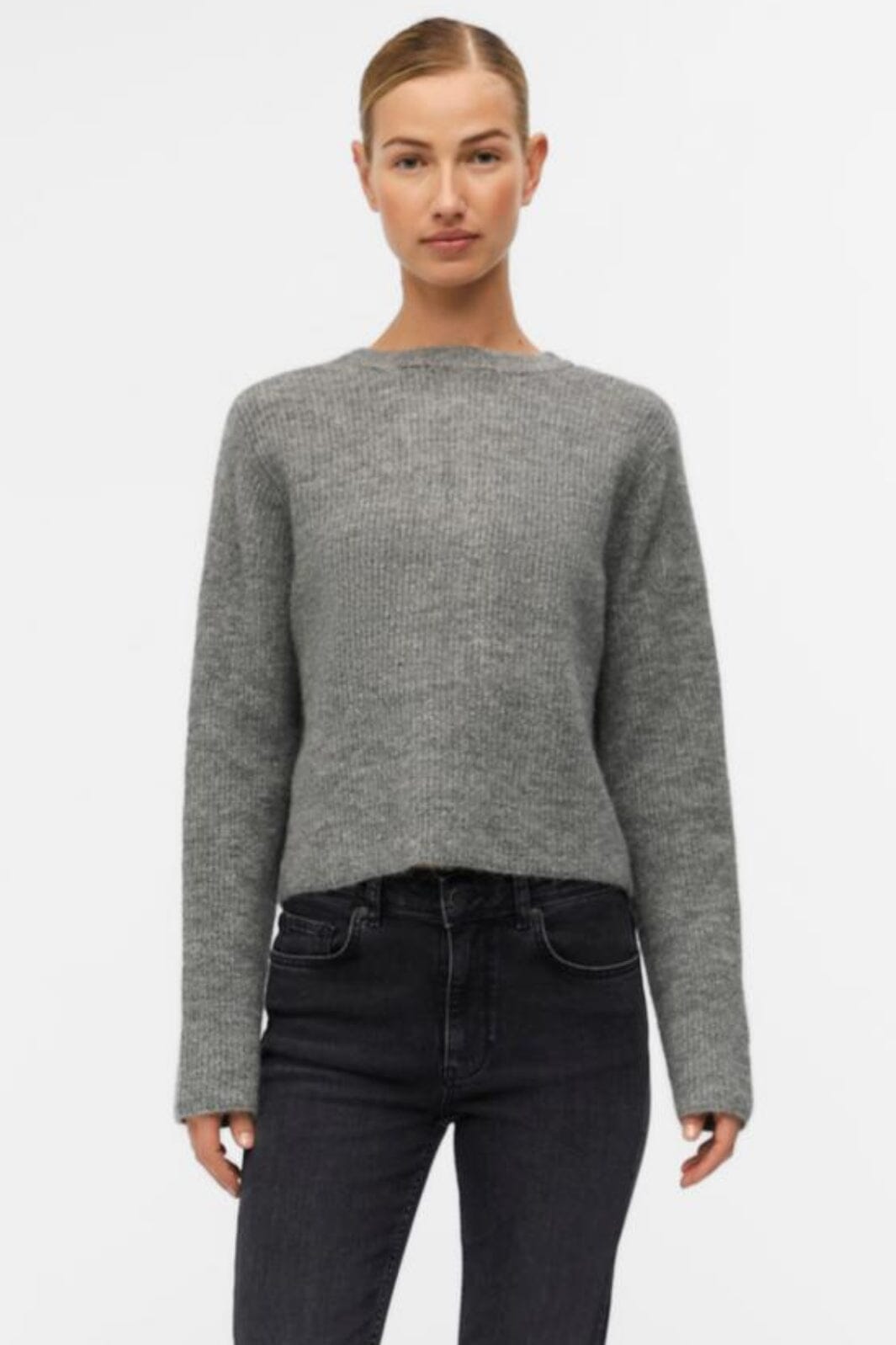 Forudbestilling - Object - Objparvi Knit Cardigan 130 - 4434593 Medium Grey Melange Cardigans