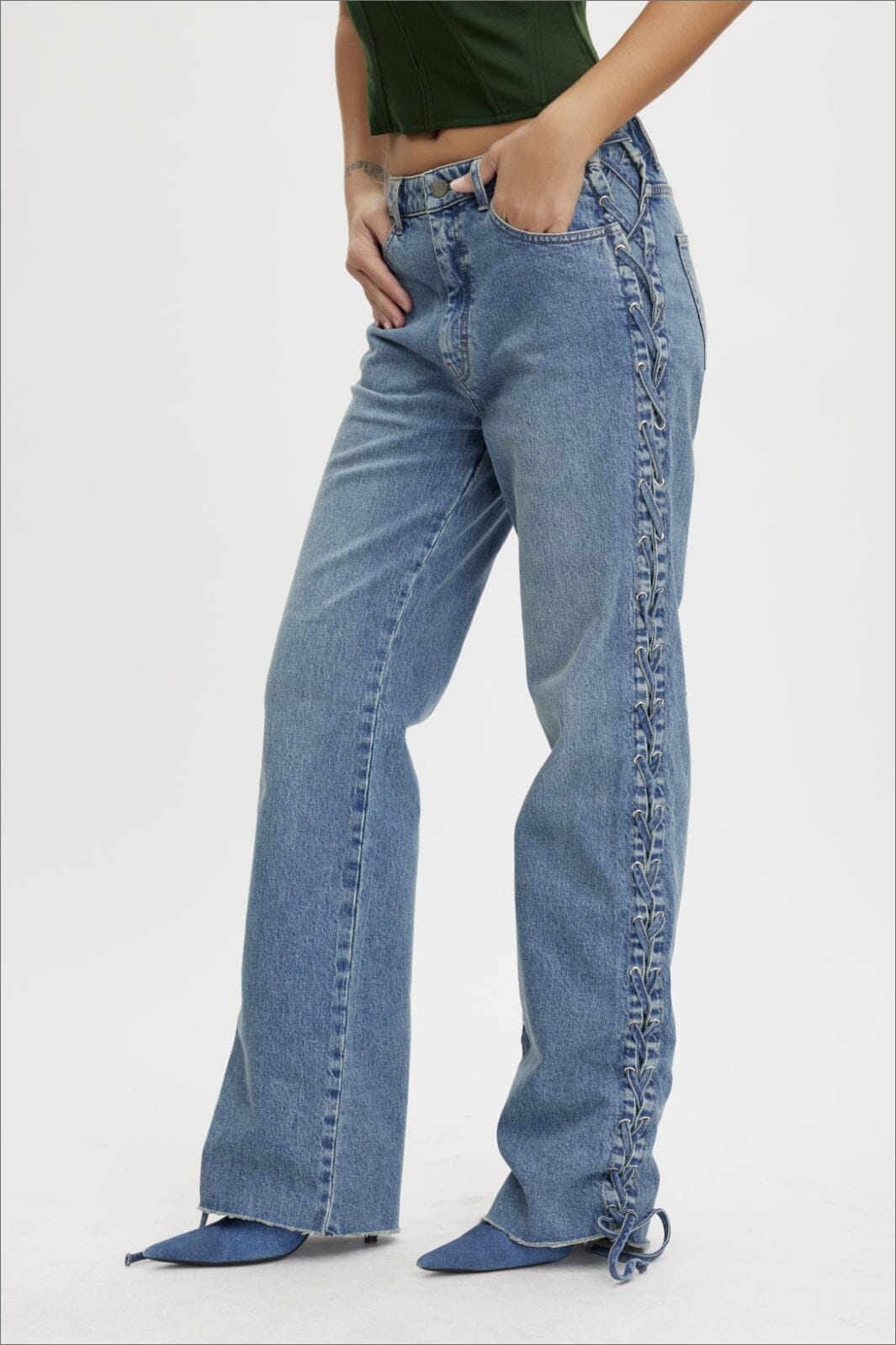 Gestuz - SaimaGZ MW string jeans - Mid blue washed Jeans 