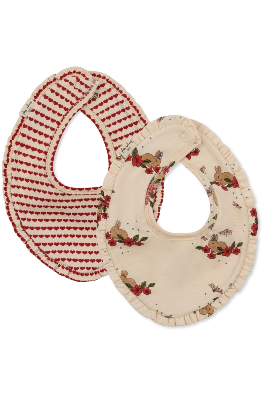 Konges Sløjd - 2 Pack Basic Frill Bib - Bunny Tokki/Heart Hagesmække/Savlesmække