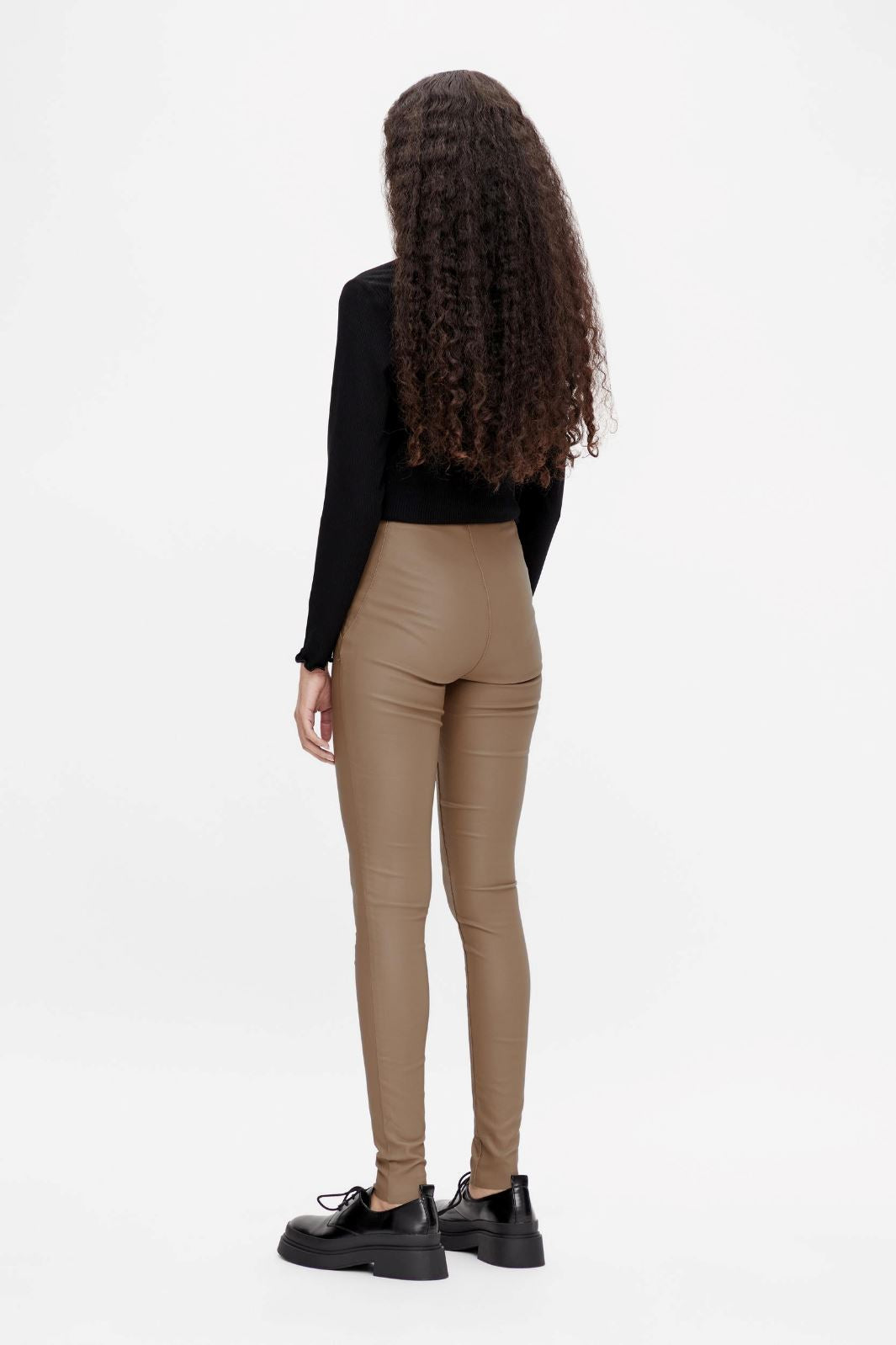 Object - Objbelle Mw Coated Leggings - Fossil leggins