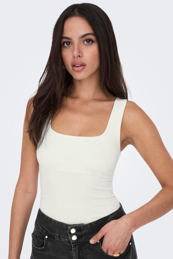 Only - Onlea S/L 2-Ways Fit Top - 4141435 Cloud Dancer Toppe