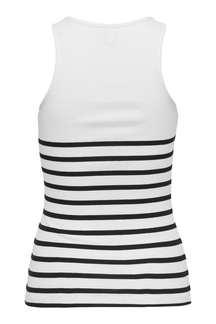 Only - Onlkenya Rib Stripe Tank Top - 4452882 Bright White Black Toppe