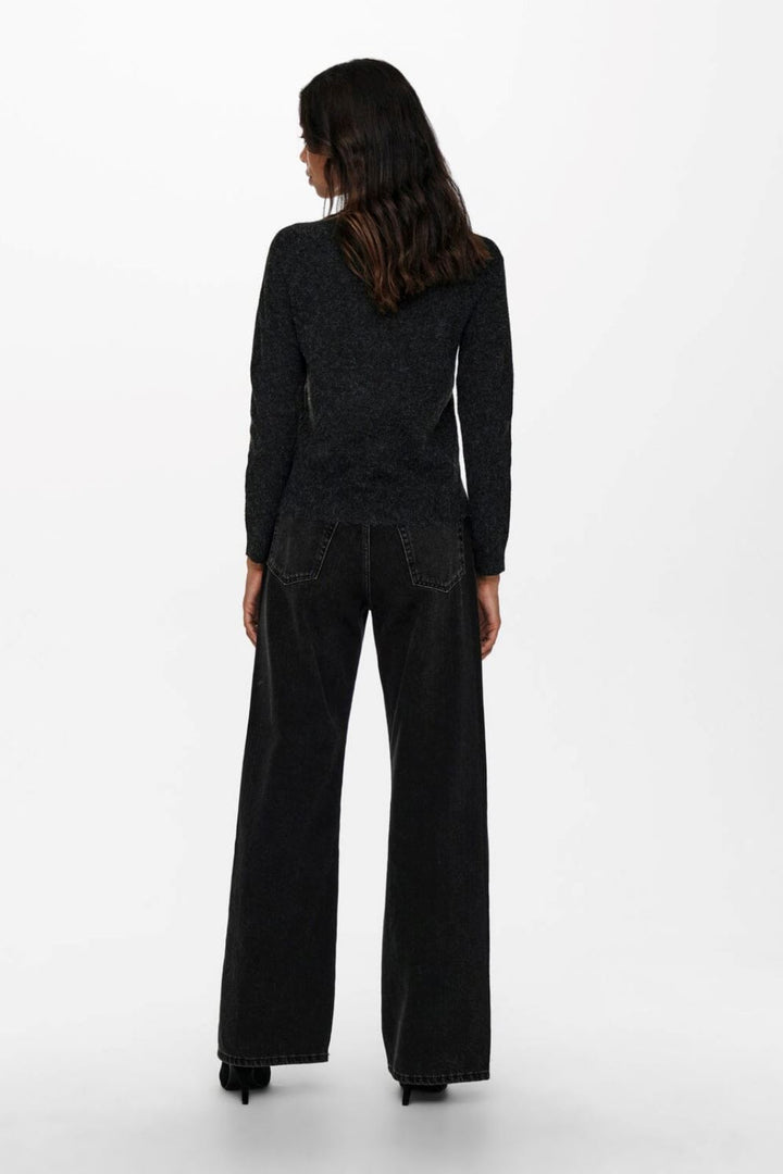 Only - Onlrica Life L/S Pullover Knt - 3690045 Black W. Melange Strikbluser