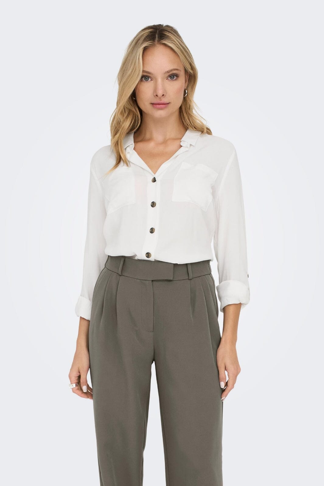 Only - Onlyasmin Shirt L/S - 4304302 Snow White Skjorter