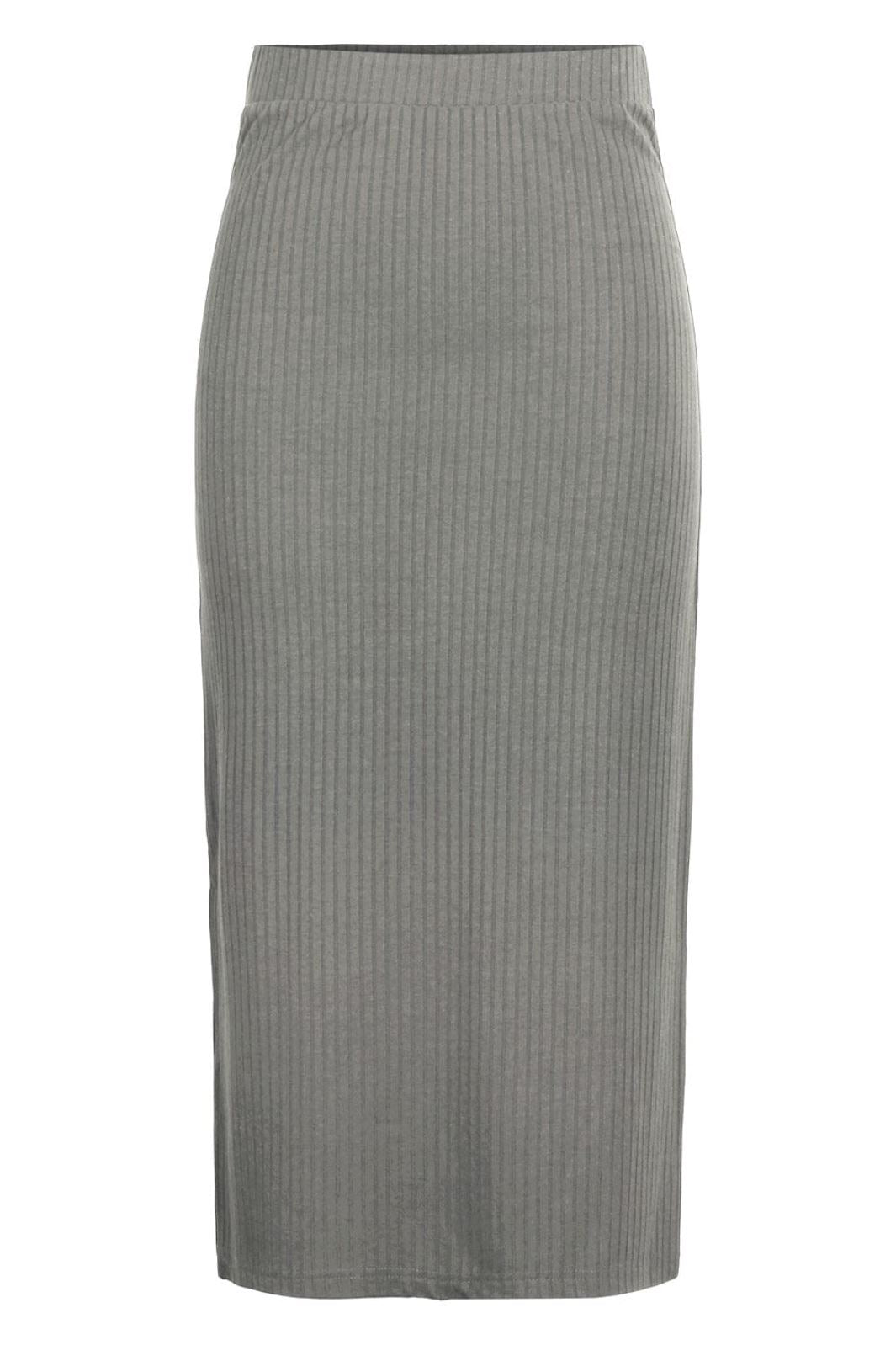 Pieces - Pckylie Midi Skirt - 3301046 Light Grey Melange Nederdele 