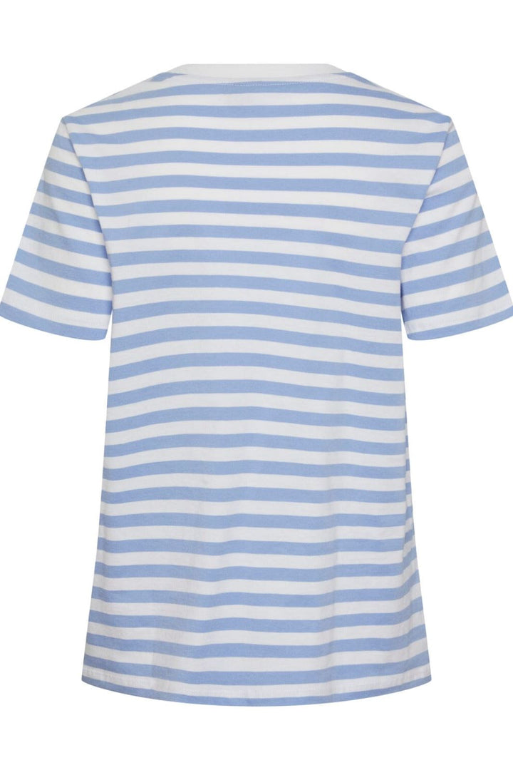 Pieces - Pcria Ss Tee Stripes - 4400582 Hydrangea Bright White T-shirts 