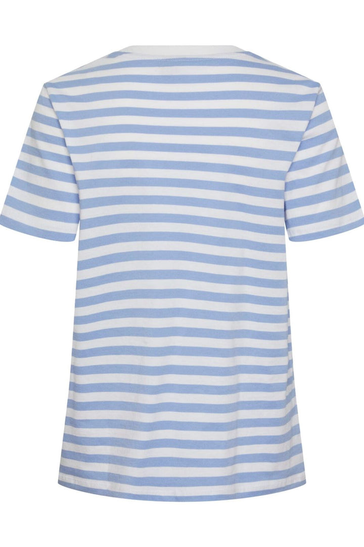 Pieces - Pcria Ss Tee Stripes - 4400582 Hydrangea Bright White T-shirts