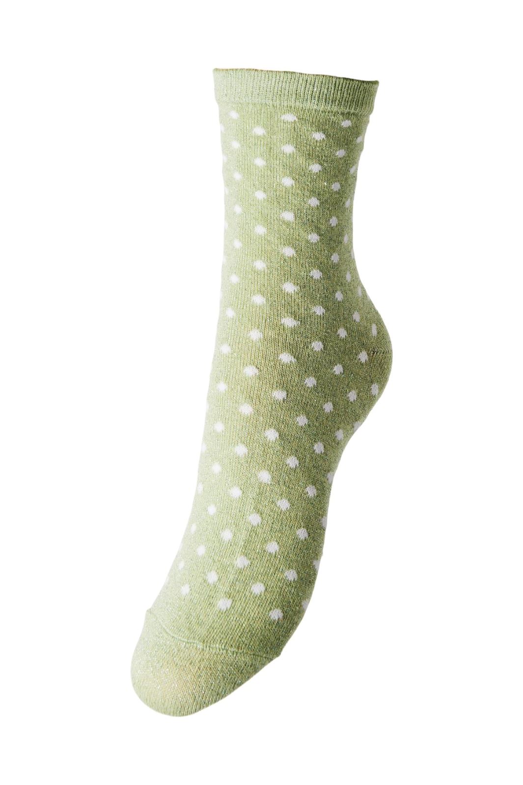 Pieces - PcSebby Glitter Long 1Pack Pattern Noos - Quiet Green/Small Dots Strømper