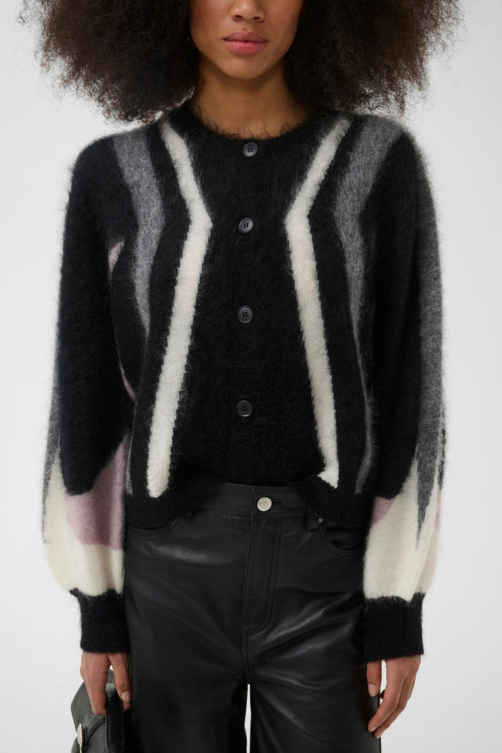 Gestuz - Gzdebbie Multi Cardigan 10911645 - 1000039 - Black/Off White/Grey/Quail