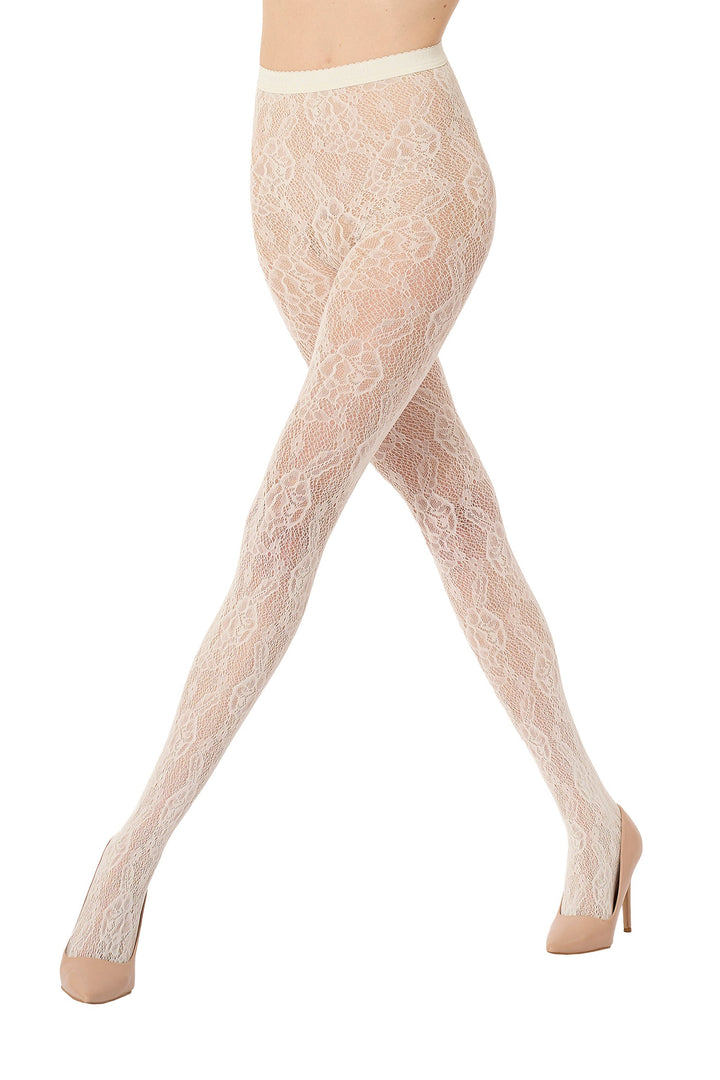 Wolford - Infinite Rose Net Tights 19478 - 1168 Whipped Cream