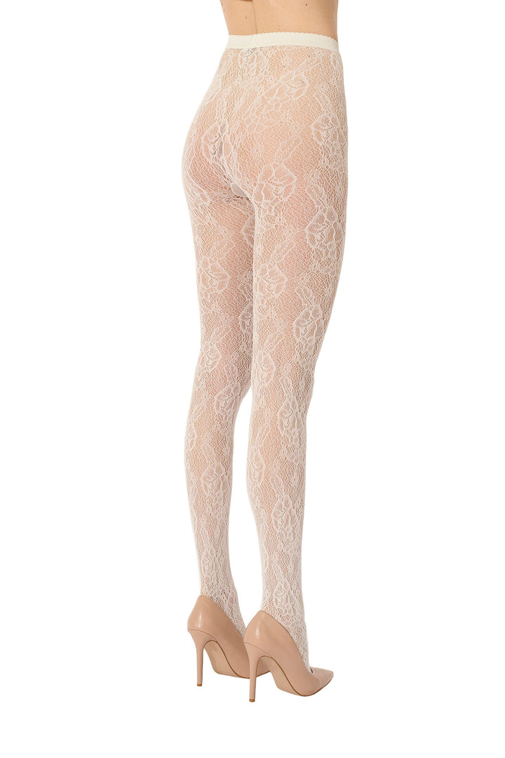 Wolford - Infinite Rose Net Tights 19478 - 1168 Whipped Cream