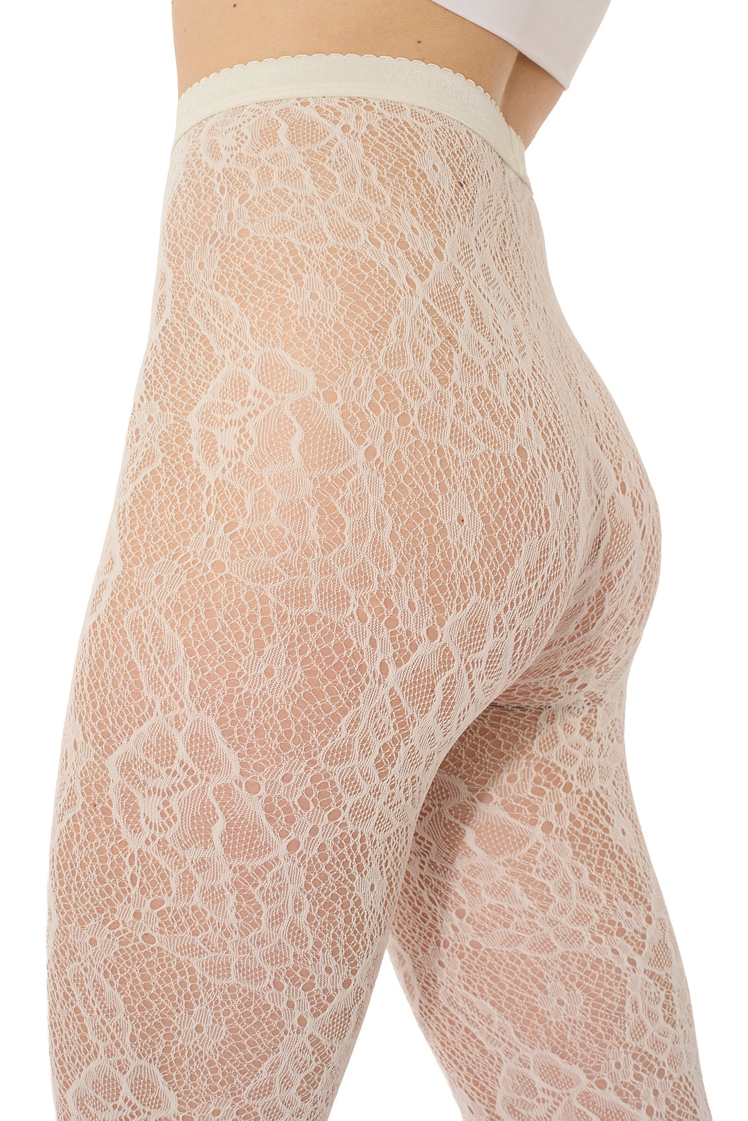 Wolford - Infinite Rose Net Tights 19478 - 1168 Whipped Cream