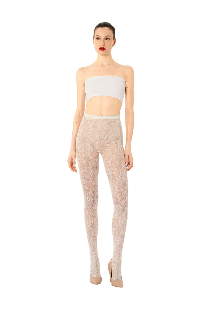 Wolford - Infinite Rose Net Tights 19478 - 1168 Whipped Cream
